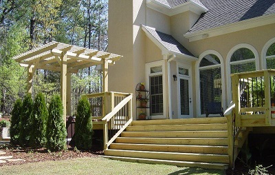 wooden deck with pergola
